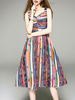 TangJie Vintage Floral Printed V-Neck Sleeveless Women Dresses