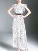 TangJie Women Brief Printed Slim O-Neck Maxi Dresses