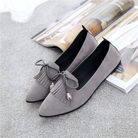 Tassel Bowknot Slip On Flat Suede Casual Light Shoes