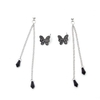Tassel Drop Crystal Black Butterfly Pendant Earrings