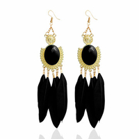 Tassel Trendy Earrings Feather Resin Long Earrings