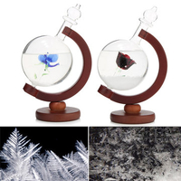 Tempo Storm Glass Weather Forecaster Glass Globe Blue/Red Rose Crystalloid Decor