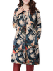 Thick Retro Print Loose Long Women Coat