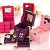 Three-layer Jewelry Storage Boxes Retro Mirror Earrings Storage Container Travel Trip Moving Box