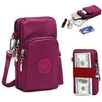Three-Layer Storage Zipper Waterproof Shoulder Bag Wrist bag For iPhone 7 Plus 6sPlus 5.5 Inch