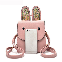 Three layers Cartoon Lovely Rabbit Shoulder Bag 6inch Phone Bag Crossbody Bag