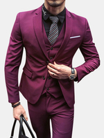 Three Pieces Solid Color Slim Fit Blazer Suit for Men