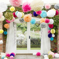 Tissue Paper Pom Poms Flower Balls Wedding Party Stage Home Decoration