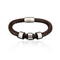Titanium Steel Braided Leather Magnetic Buckle Braclelet
