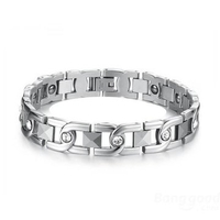Titanium Steel X Shape Crystals Magnetic Stone Couple Bracelet