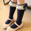 Toddler Girls Kids Floral Knee High Socks Lace Cotton Bowknot Boot Sox
