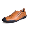 Toe Protecting Leather Hollow Out Breathable Slip On Casual Driving Shoes