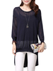 Transparent Loose High Low Sexy Long Sleeve Casual Women Blouse