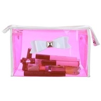 Transparent PVC Makeup Bag Bow Tie Travel Cosmetic Handbag Bag Organizer