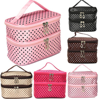 Travel Dot Makeup Cosmetic Organizer Wash Case Zip Bag With Mirror
