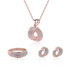 Trendy Jewelry Set Rhinestone Rose Gold Earrings Necklace Ring Set