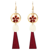 Trendy Long Earrings Wood Pendant Cherry Flower Ear Drop Gift Earrings