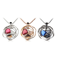 Trendy Pendant Necklace Crystal Circle Rhinestone Necklace