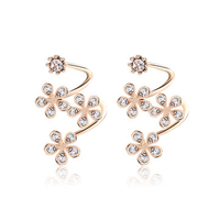 Trendy Special Earrings Flower Rhinestone Spiral Earrings