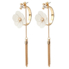 Trendy Tassel Earrings Flower Rhinestone Pearl Earrings