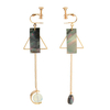 Trendy Tassel Earrings Shell Crystal Asymmetric Geometry Earrings