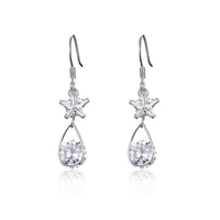 Trendy Tassel Earrings Star Rhinestone Crystal Water Drop Earrings