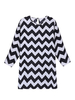 Trendy Wave Stripe Chiffon 3/4 Length Sleeve Loose Mini Dress
