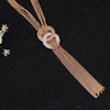 Trendy Women Crystal Statement Tassel Chain Necklace