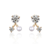 Trendy Women Earrings Triangle Pearl Crystal Earrings