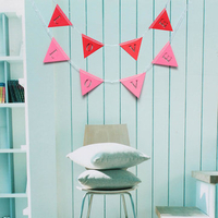 Triangle Shape LOVE Pink Red Wedding Banner Hanging Paper Garland Chain Party Bunting Decoration