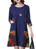 Tribal Style Women Printed Patchwork Long Sleeve A-Line Dress