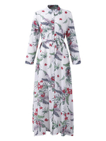 Turn Down Collar Floral Print Dresses