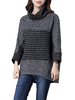 TurtleNeck Batwing Stripe Printed High Low Loose Long Sleeve Sweaters For Women