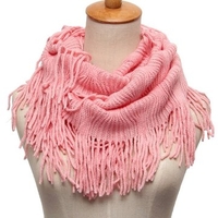 Two Circle Cable Knit Cowl Tassel Neck Scarves Shawl