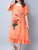 Two-Layer O-Neck Short Sleeve Print Dresses