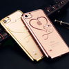 Ultra Thin Soft TPU Love Heart Rose Gold Plating Glitter Diamond Phone Cases For iphone 7 Plus 6 6s