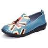 Union Jack Leather Slip On Soft Color Match Flat Shoes
