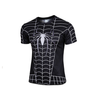 Unique Spider Man Black Sport Breathable Wicking 3D printed Short-sleeve T-shirt