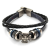 Unisex Multilayer PU Leather Cross Wristband Bracelet