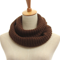 Unisex Winter Warm Infinity 2 Circle Cable Knit Cowl Neck Long Scarf Shawl