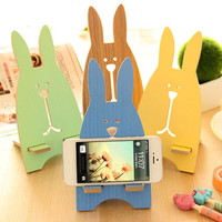 Universal Portable Cute Rabbit Mobile Phone Holder Wooden Tablet Laptop Stand Support for iP
