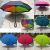 Upside Down Reverse Inverted Umbrella C Shape Handle Double Layer Inside-Out
