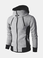 US Size S-3XL Thick Warm Lined Hoodies Casual Stitching Color Zipper Tops Sweatshirt for Men