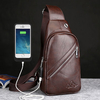 USB Port Business Chest Bag Pu Leather Crossbody Bag Sling Bag For Men