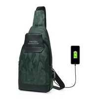 USB Port Outdoor Camouflage Dacron Chest Bag Sports Crossbody Bag For Men