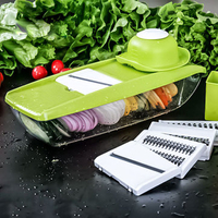 Vegetable Cutter Food Container Adjustable Mandoline Slicer 4 Interchangeable Blades