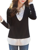 Velvet Thick Stripe Patchwork Long Sleeve Lapel Loose Women Blouse