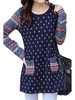 Velvet Thick Women Ethnic Print Patchwork Long Sleeve Blouse