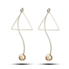 Vintage Alloy Geometric Triangle Tassel Pearl Earrings