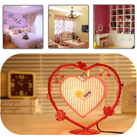 Vintage Artificial Light Love Heart Antique Table Lamp Gift Room Decor Home Bedside Lamp Gift